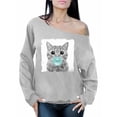 thumbnail image 1 of Awkward Styles Animal Lover Sweatshirt Cat with Gum Off The Shoulder Sweatshirt Cat Clothing Cat Crewneck Cute Animal T Shirt Little Cat Off The Shoulder Sweatshirt Cute Animal Clothing Collection, 1 of 4