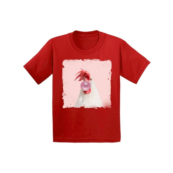 Awkward Styles Animal Lovers Gifts Youth Shirt Cute Animal Lovers Clothes Kids T Shirt Gifts for Kids Rooster Clothing Childrens Outfit Funny Rooster Chewing Gum Shirt Rooster Lovers Lovely Gifts