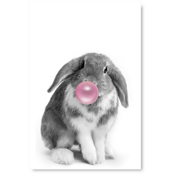 Awkward Styles Animal Poster Pink Unframed Decor Bunny Blowing Pink Bubble Gum Poster Decor Funny Bunny Decor Gifts Cute Bunny Pink Wall Art Nursery Room Decor Kids Room Decor Birthday Gifts for Kids