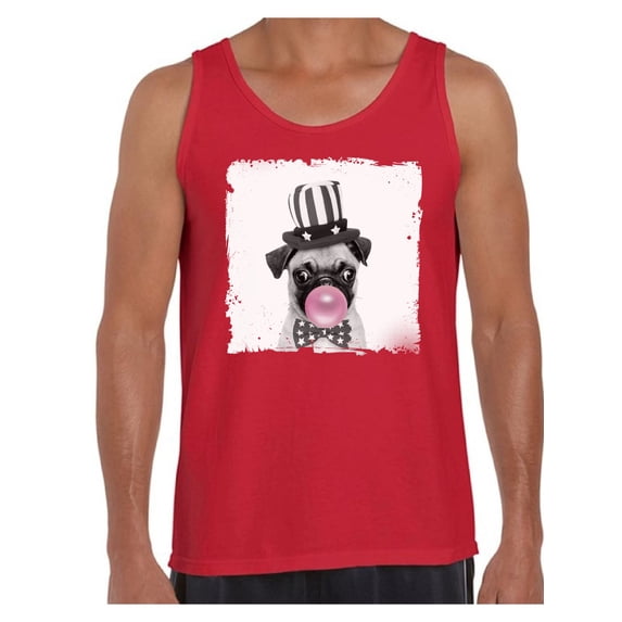 Awkward Styles Animal Puppy Tank Top for Men Cute Pug with Pink Gum T Shirt Animal Men Shirt Funny Animal Gifts Pug Clothing Pug Tank Top Men Tank Top Little Pug Blow Pink Gum Cute Pug T Shirt