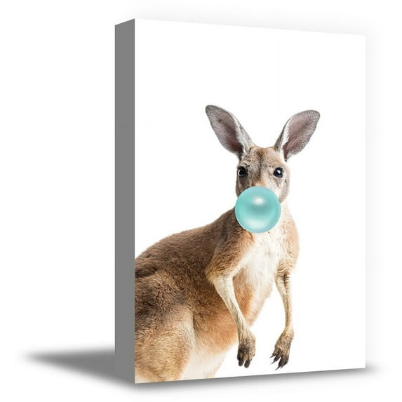 Awkward Styles Animals Blowing Blue Bubble Gum Canvas Decor Animal Canvas Blue Bubble Gum Framed Decor Funny Decor Gifts Cute Baby Room Wall Art Nursery Room Decor Kids Room Decor Ready to Hang