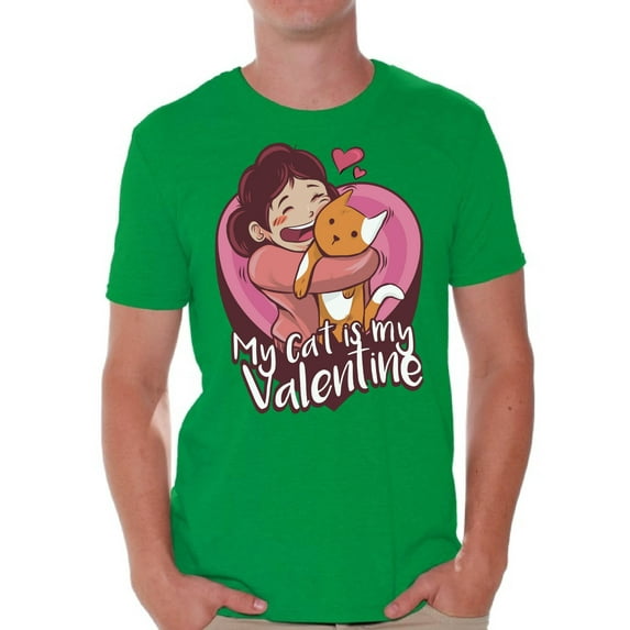 Awkward Styles Anti Valentine T-Shirt My Cat is My Valentine T Shirts for Men Valentines Tee