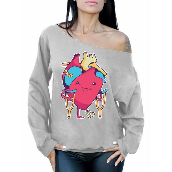 Awkward Styles Anti-Valentine's Day Sweatshirt Broken Heart Off Shoulder Tops for Women Singles