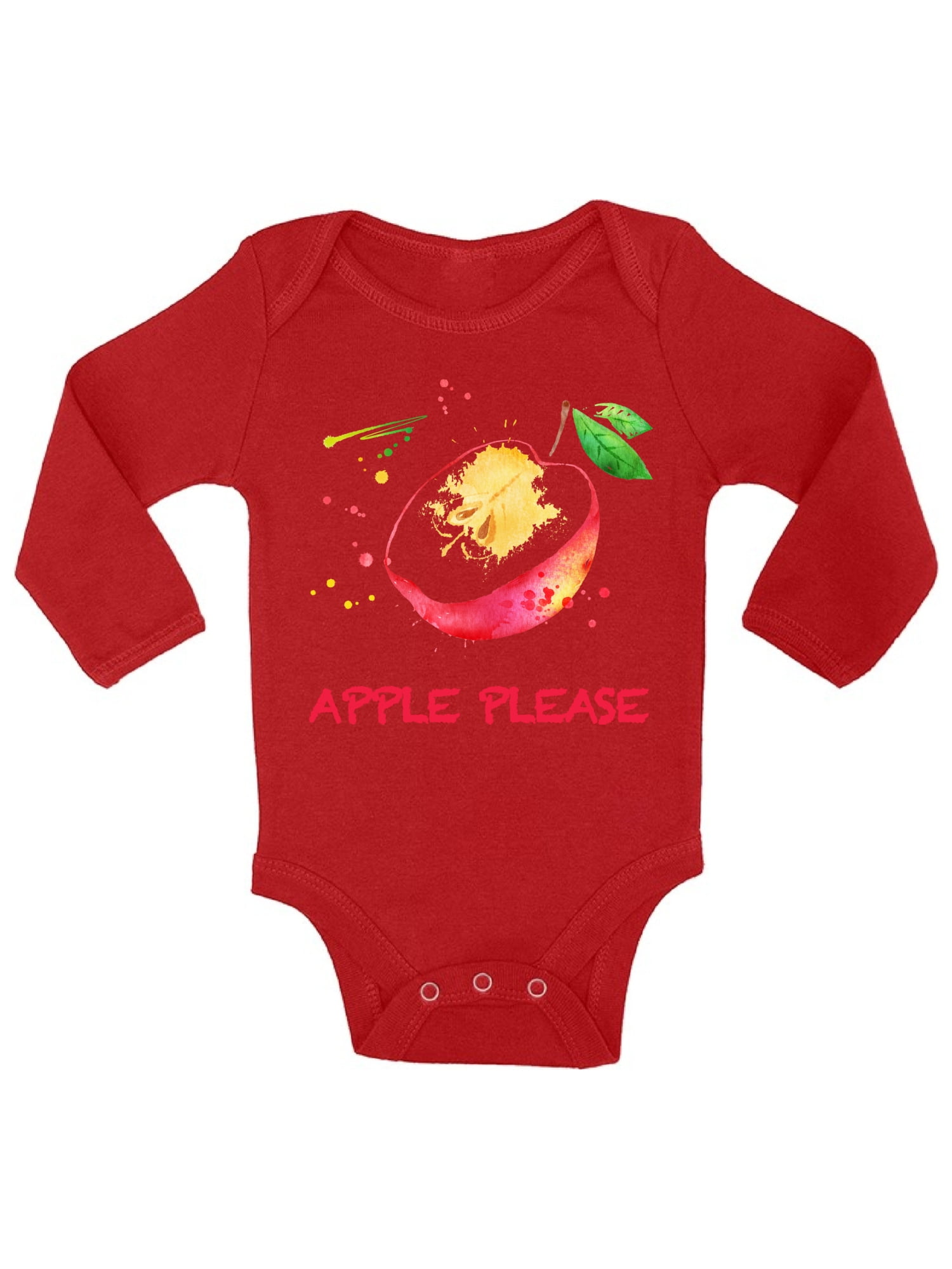 Apple Red Long Sleeve Bodysuit Baby Baby Bodysuit, Infant Bodysuit
