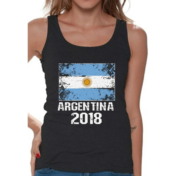 Awkward Styles Argentina 2018 Soccer Tank Top for Women Argentinian Flag Gifts