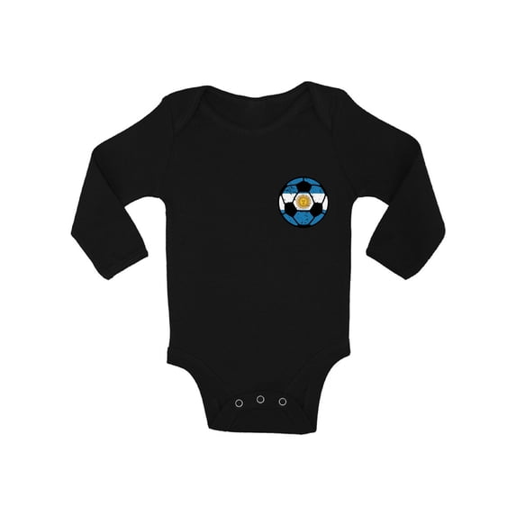 Awkward Styles Argentina Soccer Long Sleeve Baby Bodysuit Argentina One Piece Top for Baby Argentinian Baby Bodysuit Argentina Flag Bodysuit for Baby Boy Argentina Soccer Ball One Piece for Baby Girl
