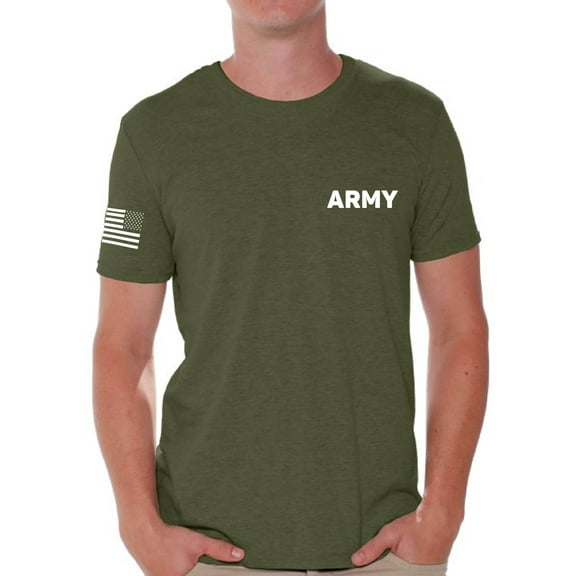 Awkward Styles Army Tshirt for Men Army Shirt with Usa Flag on Sleeve Patriots Gifts for Him Military Army Shirt American Flag Sleeve Army T Shirt for Men Army Gifts Army Physical Training Shirt