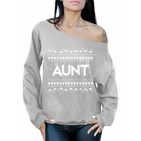 Awkward Styles Aunt Christmas Sweatshirt Off the Shoulder Top Christmas Aunt Sweater Family Holiday Sweatshirt Best Auntie Sweater Slouchy Oversized Sweatshirt Christmas Gift for Best Aunt Xmas Party