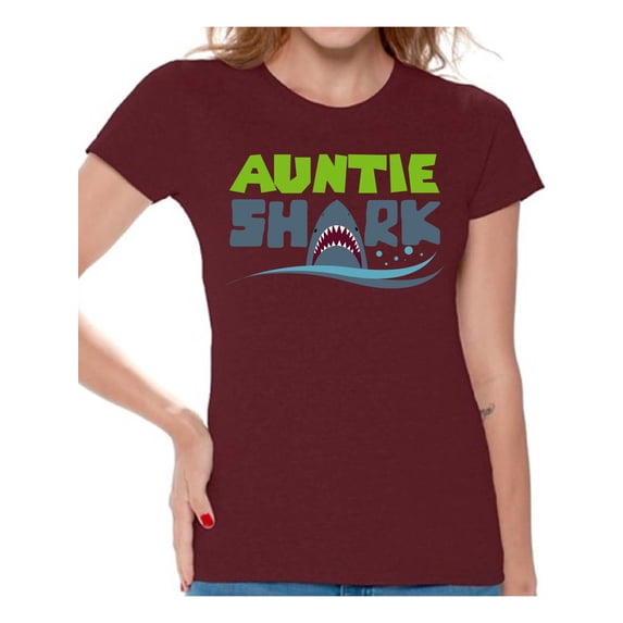 Awkward Styles Auntie Shark Tshirt Family Vacation Shirts Shark Family Shirts Women's Outfit Funny Shark T Shirt for Her Matching Shark Tshirt for Family Shark Themed Party Outfit for Auntie