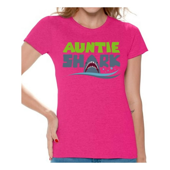 Awkward Styles Auntie Shark Tshirt Family Vacation Shirts Shark Family Shirts Women's Outfit Funny Shark T Shirt for Her Matching Shark Tshirt for Family Shark Themed Party Outfit for Auntie