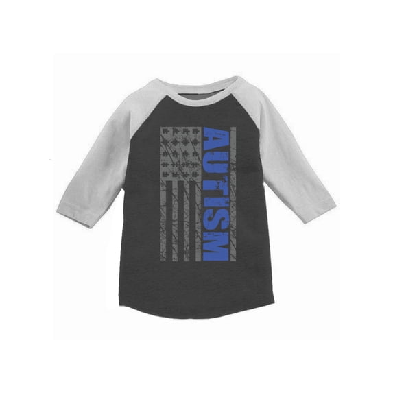 Awkward Styles Autism Awareness Flag Raglan Shirt for Toddlers Autism U.S.A. Flag Tshirt for Kids American Autism Flag Jersey Shirt Kids Autism 3/4 Sleeve Tshirt Autism Gifts for Boys and Girls