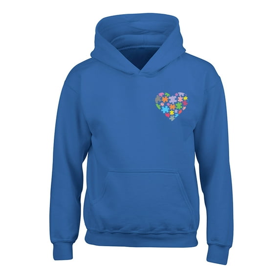 Awkward Styles Autism Awareness Hoodies for Boys Heart Puzzle Hooded Youth Sweatshirt for Girls