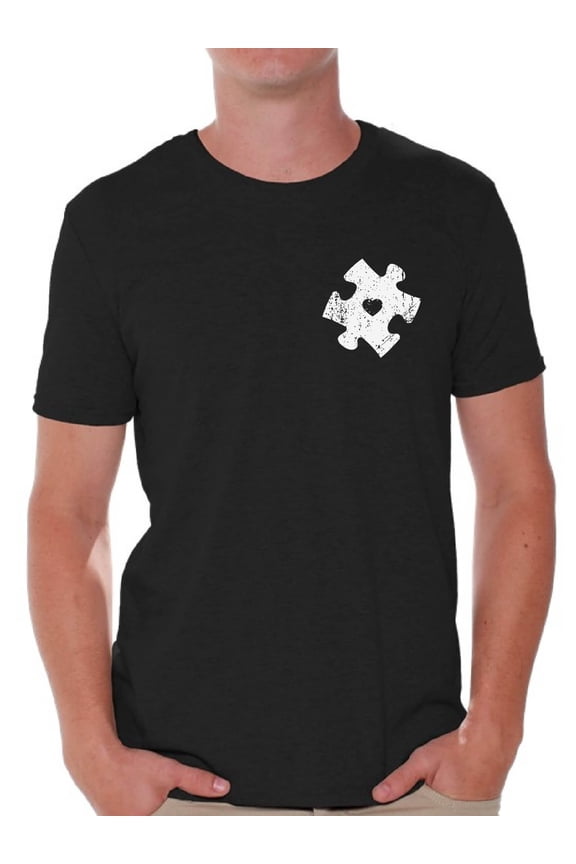 Autism Awareness Puzzle Shirts for Men Autism T Shirt Autism Gifts for Him Autistic Spectrum Awareness Men's Tshirt Top Support Autism T-shirt for Men Puzzle Shirts