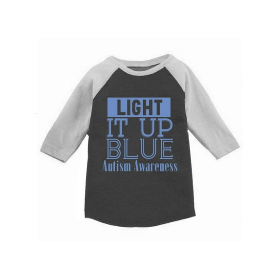 Awkward Styles Autism Awareness Raglan Shirt Light It Up Blue Jersey Shirts for Toddlers Autism Kids Shirt Light It Up Blue Autism 3/4 Sleeve Tshirt for Kids Autism Awareness Gifts for Boys and Girls