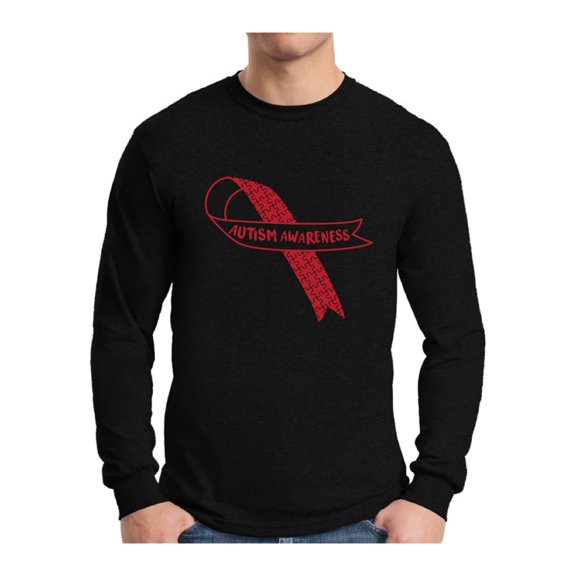 Awkward Styles Autism Awareness Red Ribbon Support Unique Graphic Long Sleeve T-shirt Tops