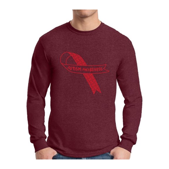 Awkward Styles Autism Awareness Red Ribbon Support Unique Graphic Long Sleeve T-shirt Tops