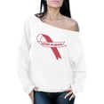 thumbnail image 1 of Awkward Styles Autism Awareness Red Ribbon Support Unique Graphic Off Shoulder Tops Oversized Sweatshirt, 1 of 4