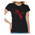 thumbnail image 1 of Awkward Styles Autism Awareness Red Ribbon Support Unique Graphic T-shirt Tops, 1 of 4
