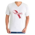thumbnail image 1 of Awkward Styles Autism Awareness Red Ribbon Support Unique V-neck T-shirt, 1 of 4