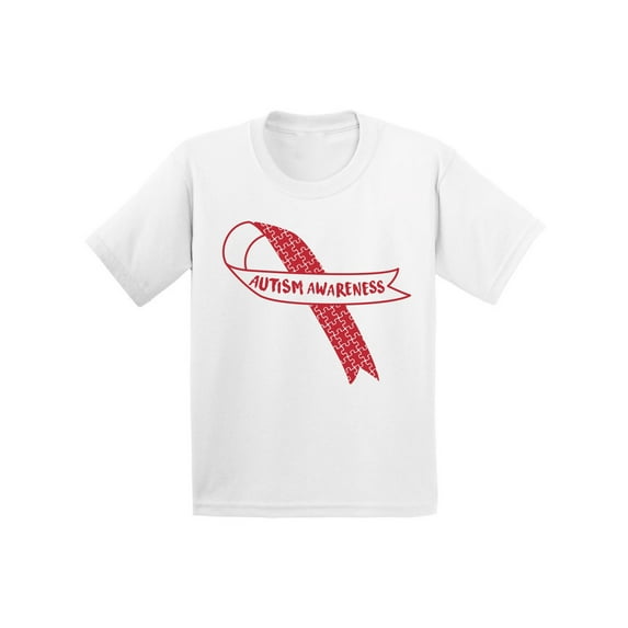 Awkward Styles Autism Awareness Red Ribbon Toddler Shirt Autism Support Ribbon Tshirt for Kids Autism Awareness Shirts for Kids Autism Awareness Gifts for Boys and Girls Autism Red Ribbon Shirt