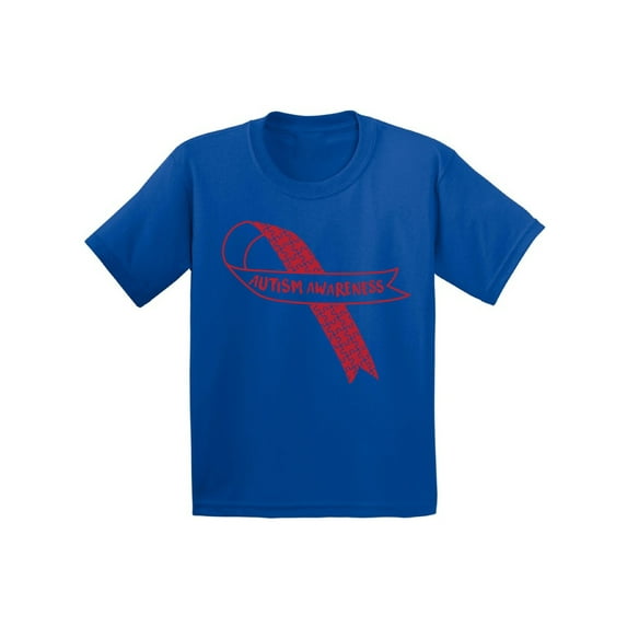 Awkward Styles Autism Awareness Red Ribbon Toddler Shirt Autism Support Ribbon Tshirt for Kids Autism Awareness Shirts for Kids Autism Awareness Gifts for Boys and Girls Autism Red Ribbon Shirt