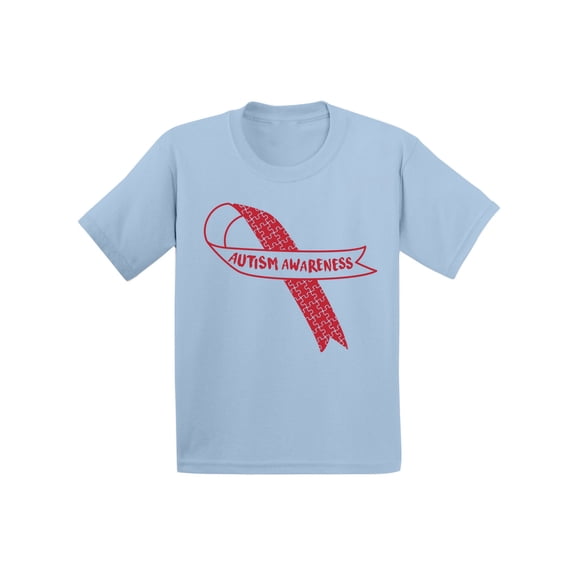 Awkward Styles Autism Awareness Red Ribbon Toddler Shirt Autism Support Ribbon Tshirt for Kids Autism Awareness Shirts for Kids Autism Awareness Gifts for Boys and Girls Autism Red Ribbon Shirt