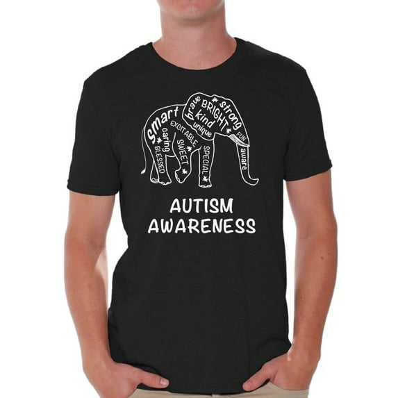 Awkward Styles Autism Awareness T-Shirts for Men Elephant Shirt Men's Autism T-shirt Strong Brave Shirts