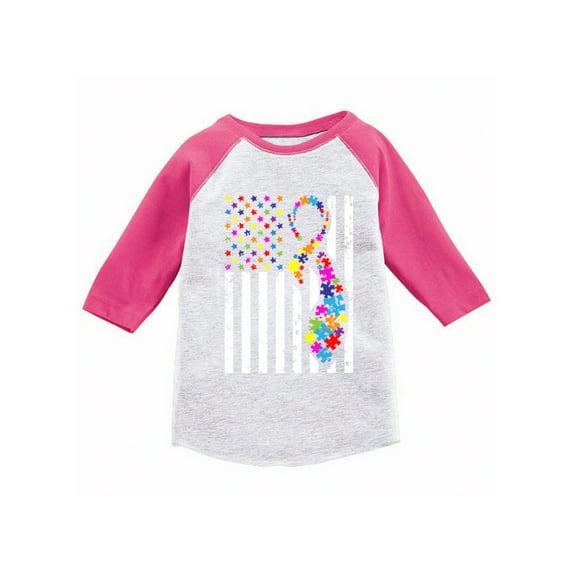 Awkward Styles Autism Flag Raglan Shirt for Toddlers Autism Awareness Shirts for Kids Autism American Flag Jersey Shirt for Boys Autism Color Flag Baseball Shirt for Girls Autism Gifts for Kids