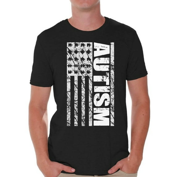 Awkward Styles Autism Flag Shirt for Men American Flag Autism Awareness T-shirt Autism Men's Tshirt Top USA Flag Autism Gifts Autistic Spectrum Awareness T Shirt Support Autism Shirts