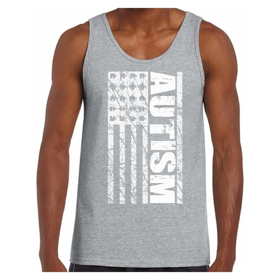 Awkward Styles Autism Flag Tank Top for Men American Flag Autism Awareness Tank Top Autism Tanks for Men USA Flag Autism Gifts Autistic Spectrum Awareness Men's Tank Tops Support Autism Tanks