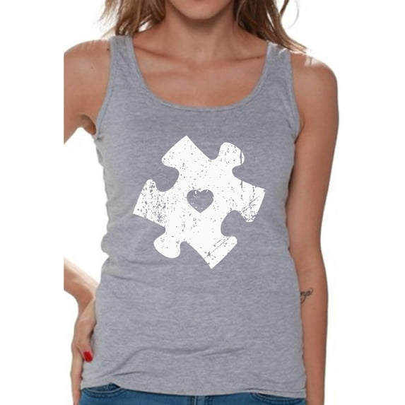 Awkward Styles Autism Puzzle Tank Tops for Women Autism Awareness Tank Top Autism Gifts Autistic Spectrum Awareness Women's Tank Top Support Autism Awareness Tanks Autism Acceptance Women's Tops