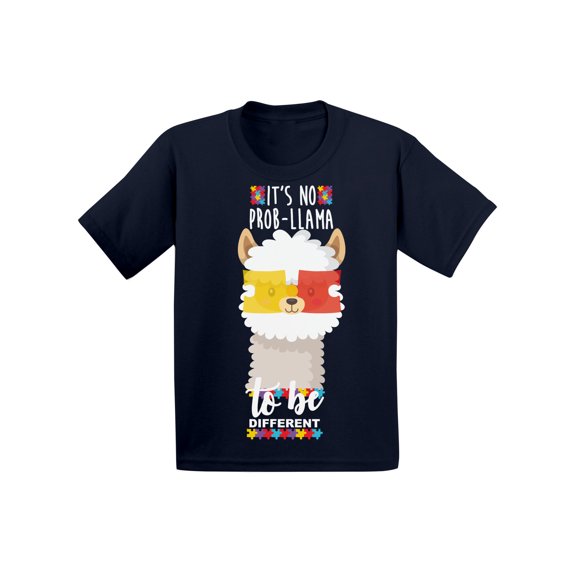 Awkward Styles Autism T-shirt It's No Prob-Llama to be Different Toddler Shirt Llama Tee
