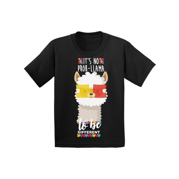 Awkward Styles Autism T-shirt It's No Prob-Llama to be Different Toddler Shirt Llama Tee