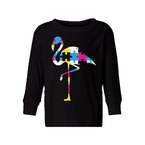 Awkward Styles Autism Toddler Long Sleeve Shirt for Boys Girls Flamingo Puzzle T-shirt