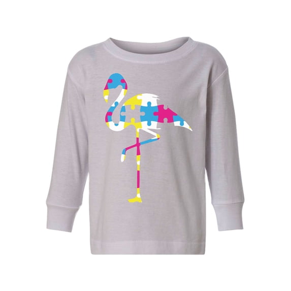 Awkward Styles Autism Toddler Long Sleeve Shirt for Boys Girls Flamingo Puzzle T-shirt