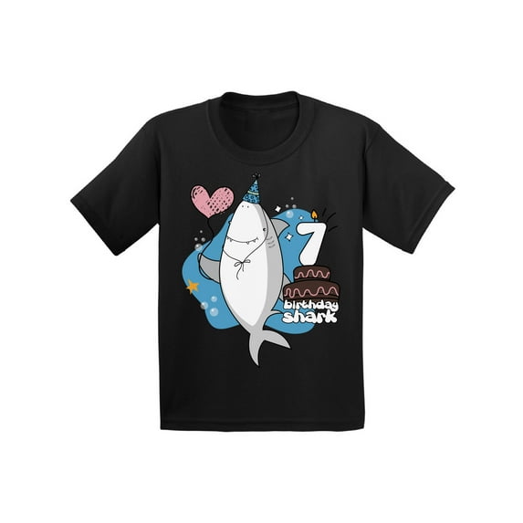 Awkward Styles B Day Gifts for Seven Year Old Seventh B Day T-Shirt for Kids Seventh Birthday Party I am 7 T-shirt Shark Shirts for Boys Shark Lovers Gifts Shark Themed Party Shark T Shirts for Girls