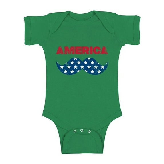 Awkward Styles Baby America Patriotic Mustache Graphic Baby Short Sleeve Bodysuit Tops USA Independence Day 4th of July