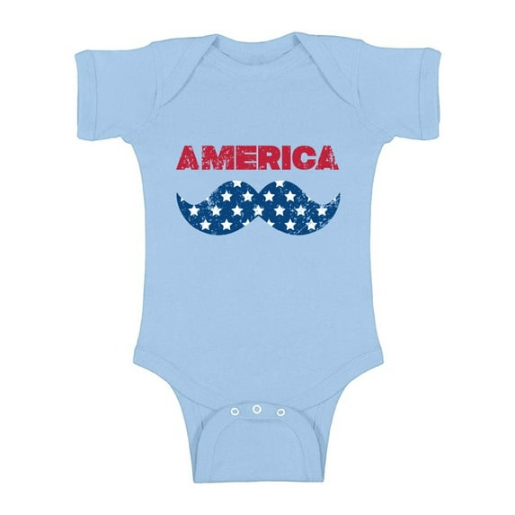 Awkward Styles Baby America Patriotic Mustache Graphic Baby Short Sleeve Bodysuit Tops USA Independence Day 4th of July
