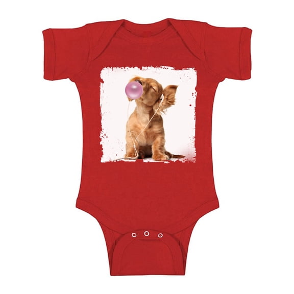 Awkward Styles Baby Dog Puppy Bodysuit Puppy Blowing Gum Baby Bodysuit Short Sleeve Cute Puppy Clothing Pink Mood Baby Boy Clothing Baby Girl Clothing Puppy One Piece Gifts for Baby Cute Bodysuit