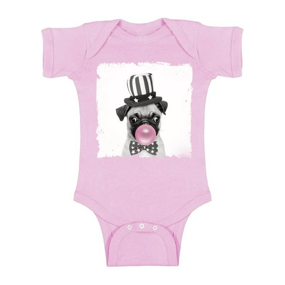 Awkward Styles Baby Girl Clothing Pug One Piece Gifts for Baby Cute Bodysuit Pug Bodysuit Pug Blowing Gum Baby Bodysuit Short Sleeve Cute Pug Clothing Pink Mood Little Dog One Piece Baby Boy Clothing