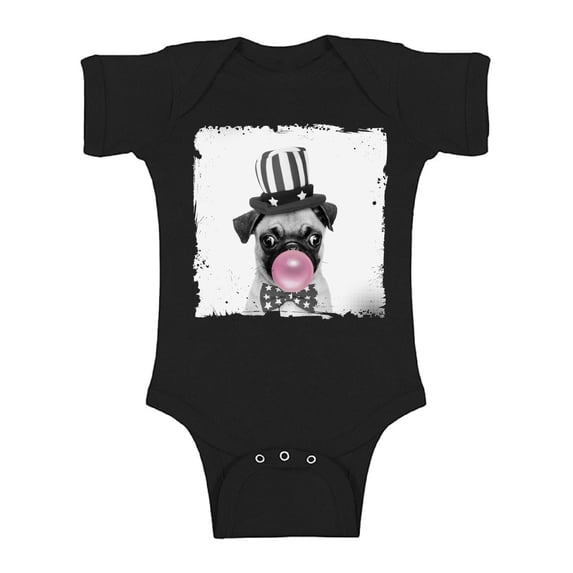 Awkward Styles Baby Girl Clothing Pug One Piece Gifts for Baby Cute Bodysuit Pug Bodysuit Pug Blowing Gum Baby Bodysuit Short Sleeve Cute Pug Clothing Pink Mood Little Dog One Piece Baby Boy Clothing