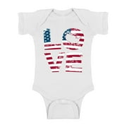 Awkward Styles Baby Love American Flag Graphic Baby Short Sleeve Bodysuit Tops USA Flag Stars and Stripes Patriotic Gift