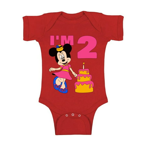 Awkward Styles Baby Short Sleeve Bodysuit Minnie Steamboat Willie Baby Mickey I'm Birthday Girls Onesie for Girls Age 2 Years Cotton Newborn 24M Graphic Tee