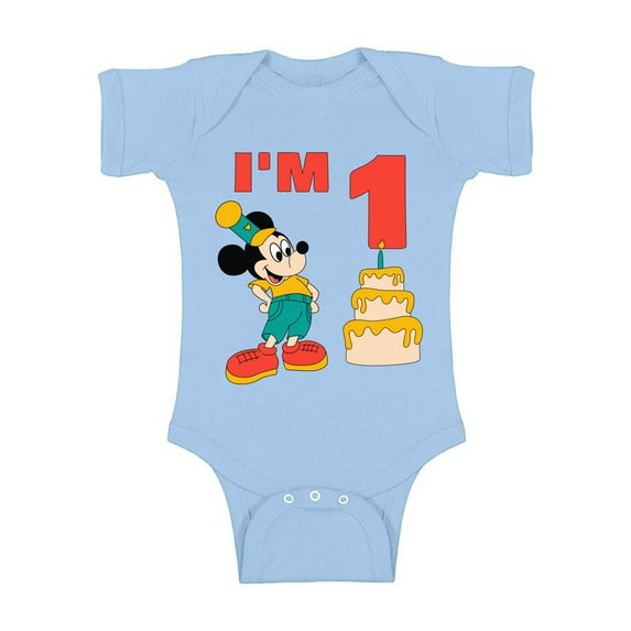 Awkward Styles Baby Short Sleeve Bodysuit Minnie Steamboat Willie Baby Mickey I'm Birthday Boys Onesie for Girls Age 1 Year Cotton Newborn 24M Graphic Tee