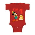thumbnail image 1 of Awkward Styles Baby Short Sleeve Bodysuit Minnie Steamboat Willie Baby Mickey I'm Birthday Boys Onesie for Girls Age 1 Year Cotton Newborn 24M Graphic Tee, 1 of 3
