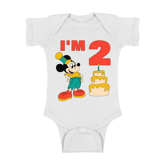 Awkward Styles Baby Short Sleeve Bodysuit Minnie Steamboat Willie Baby Mickey I'm Birthday Boys Onesie for Girls Age 2 Years Cotton Newborn 24M Graphic Tee