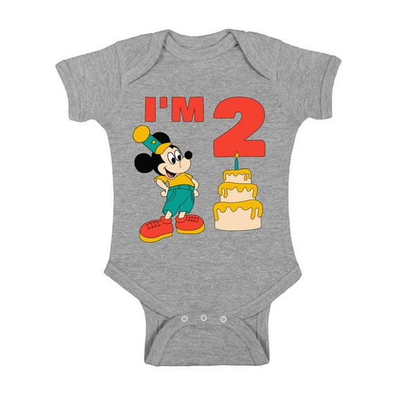 Awkward Styles Baby Short Sleeve Bodysuit Minnie Steamboat Willie Baby Mickey I'm Birthday Boys Onesie for Girls Age 2 Years Cotton Newborn 24M Graphic Tee