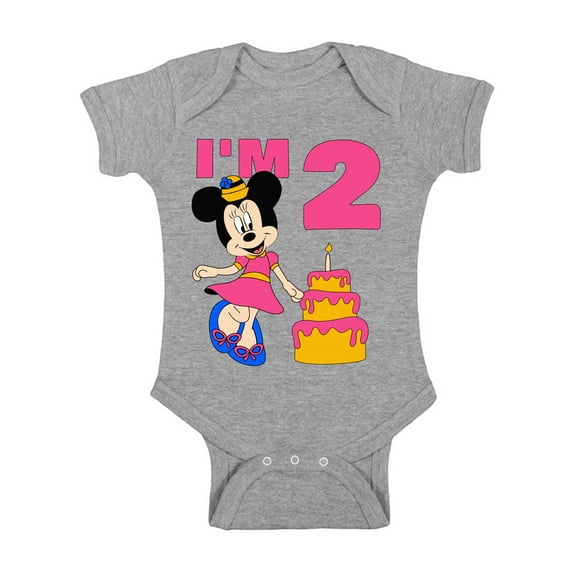 Awkward Styles Baby Short Sleeve Bodysuit Minnie Steamboat Willie Baby Mickey I'm Birthday Girls Onesie for Girls Age 2 Years Cotton Newborn 24M Graphic Tee