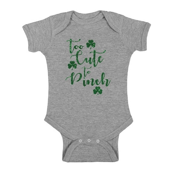 Awkward Styles Baby Too Cute To Pinch St.Patty's Day Sweetest Pinch Proof Graphic Baby Short Sleeve Bodysuit Tops