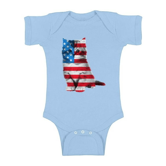 Awkward Styles Baby USA Flag Cat Graphic Baby Short Sleeve Bodysuit Tops Cute 4th of July Gift American Flag